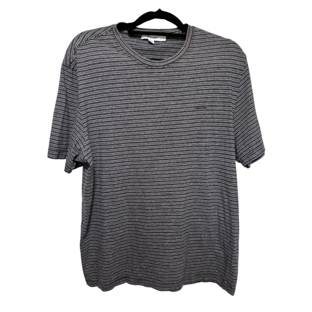 Calvin Klein Men's Striped Gray & Black Cotton T-Shirt Size XL
